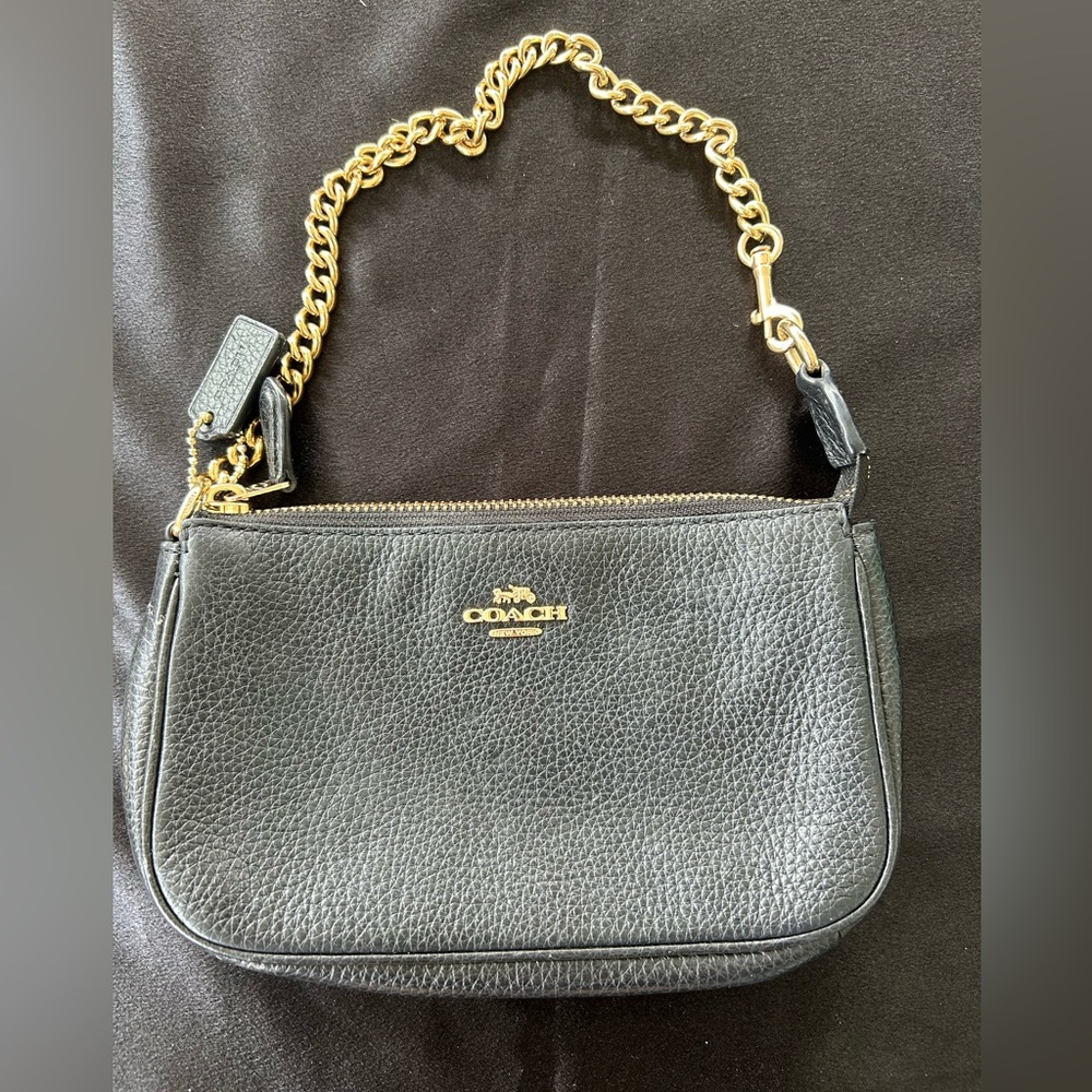 Coach Black Mini Bag with Gold Accents